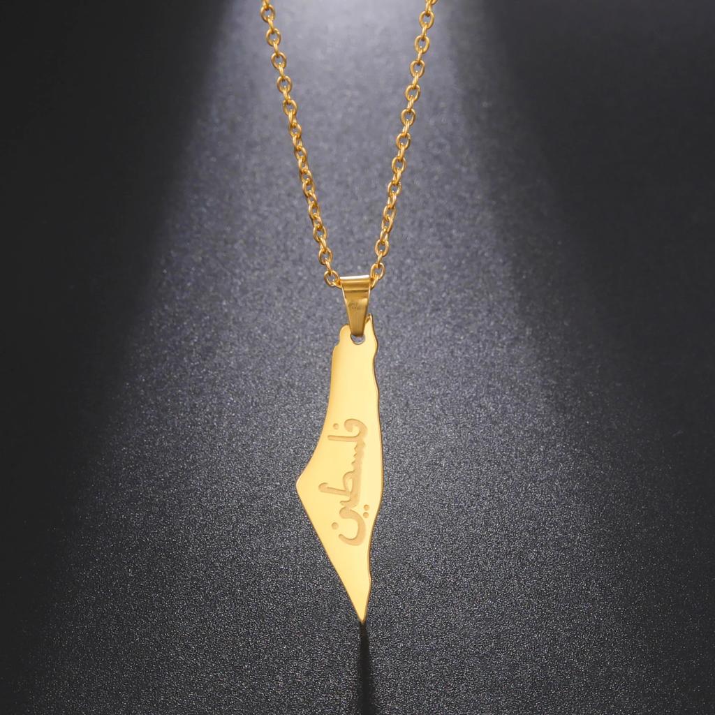 Cazador National Flag Pendant Necklace for Women Stainless Steel Arabic Letter Country Geography Necklace Jewelry Gift 2026