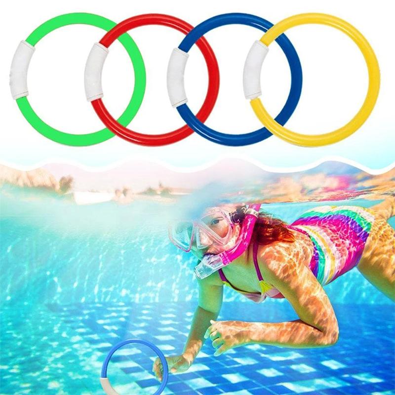 4Pcs Diving Rings Underwater Swimming Rings Sinking Pool Toy Rings For Children
