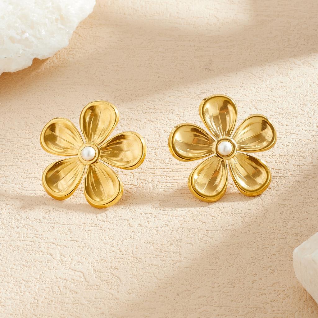 316L Stainless Steel Flower Ear Stud Piercing Earrings For Women Girl Summer Beach Fashion New Jewelry Gift Party