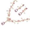 Shiny Water Drop Bridal Jewelry Sets Rhinestone Choker Necklace Earring Set  Anniversary Party