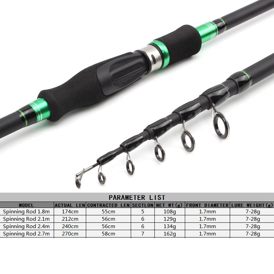Новая вращающаяся удочка, сверхлегкая портативная телескопическая удочка из углеродного волокна, форель, карп, 1,8 м, 2,1 м, 2,4 м, 2,7 м, подходит для лета