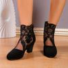 Fashion Summer Women's Boots  New Hollow Breathable Mesh Thick Heeled High-heeled Ladies Sandal Summer Fashion Women's Short Boots