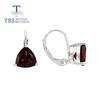 Natural Red Garnet Simple Clasp Earring 925 Sterling Silver Fine Jewelry for Women Mom Wife Nice Gift