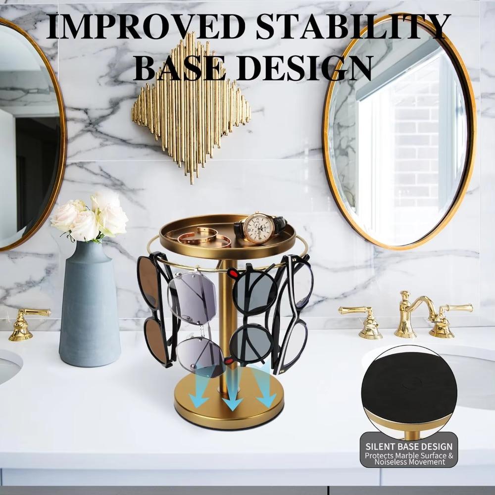 360° Rotating Glasses Stand Organizer Stainless Steel Sunglasses Holder  for Desk