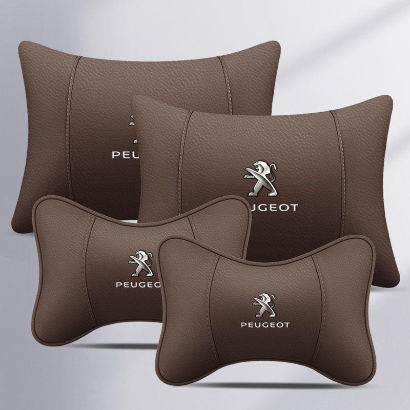 Compatible Headrest & Lumbar Support Cushions, Neck Pillows, and Interior Emblems for Peugeot 408, 4008, 2008, 508L.