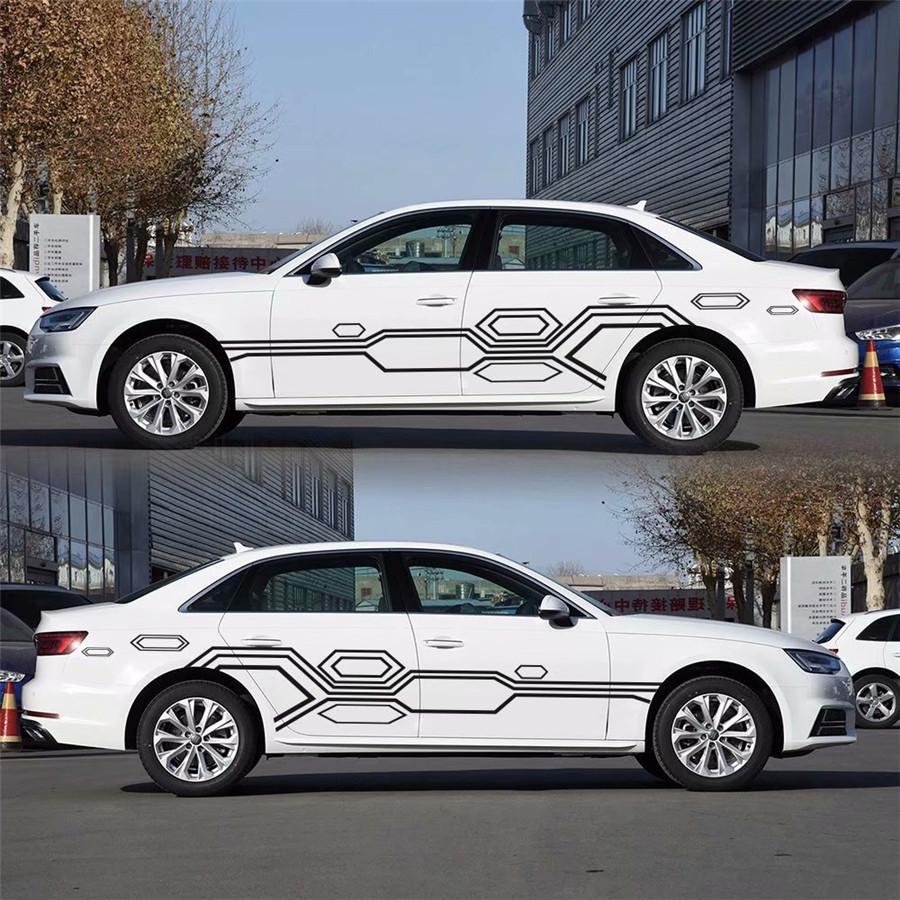 2 шт. НОВЫЕ Универсальные 102" × 28" Наклейки на кузов боковой двери автомобиля большого размера Полосы Клетчатый стикер Гоночные наклейки