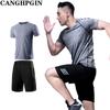 CANGHPGIN спортивная одежда, мужской спортивный костюм для баскетбола, шорты для фитнеса с короткими рукавами, быстросохнущие костюмы для бега