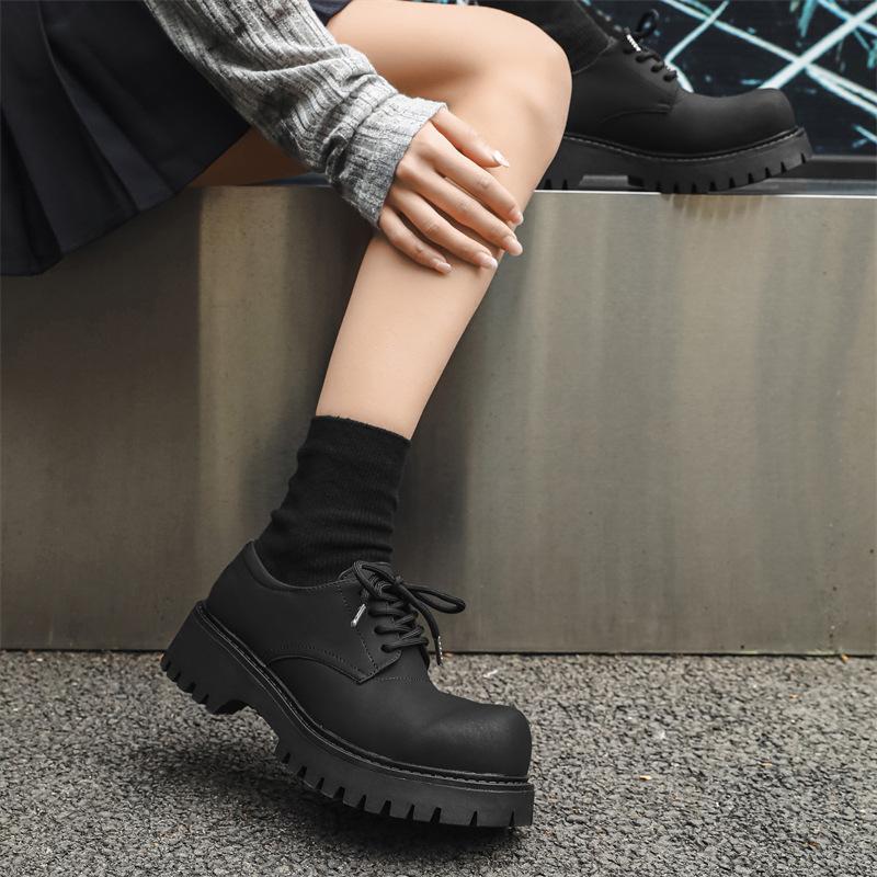 2024 Paris туфли дерби на платформе с завышенной талией женские кожаные туфли высокого класса в британском стиле модные черные туфли в стиле колледжа 1326-J