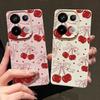 Cherry Bowknot Print Slim Soft Phone Case For Xiaomi 13T Pro Poco X7 X6 M6 Redmi 13C Note 14 13 Pro 12 11 Matte TPU Leather Texture Shockproof Cover