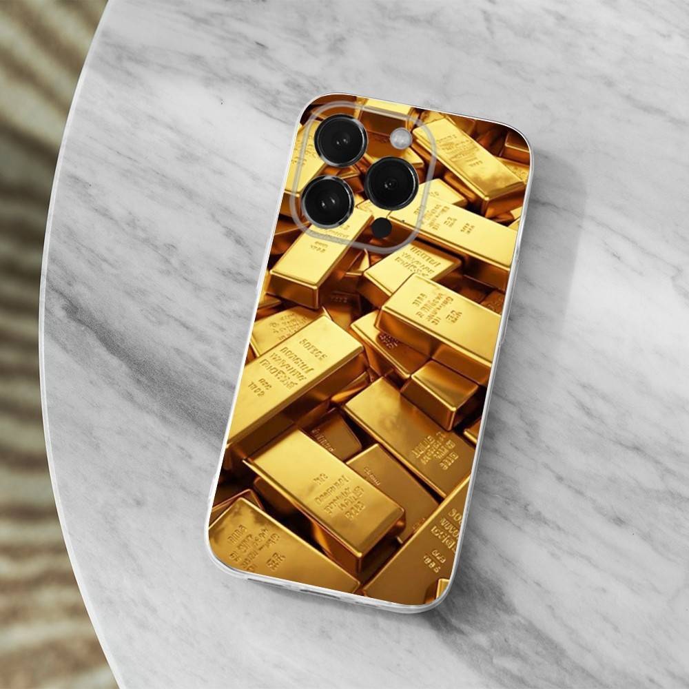 Cool Art Gold Precious Phone Case For iPhone,14,13,12,15,Pro,Max,Plus,11,17,16,X,XS,XR,SE,Mini Transparent Soft Cover