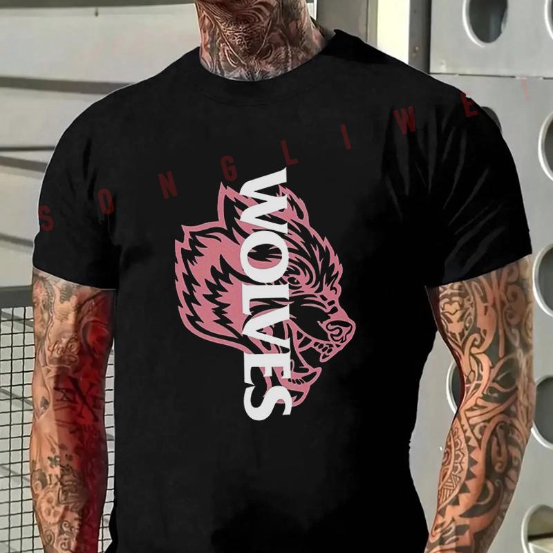2026 Vintage Darc Wolf Print motorcycle Men's T-shirt Casual Trendy Tshirts for Comfortable S