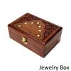 Handmade Wooden Jewelry Box for Women Wood Jewel Organizer Hand Carved with Intricate Carvings Gift Items - 6 Inches (Brown)