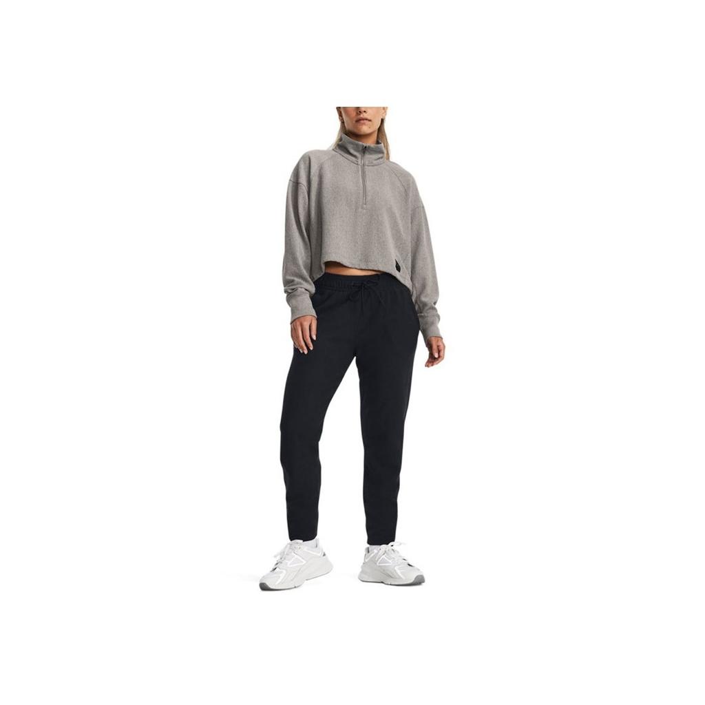 Under Armour Ottoman Solid Color Lace-Up Fleece Training Knit Pants Women Pants Black 1379778-001