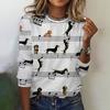 Funny Music Dogs Pattern Women's T-shirts Autumn Cotton Fashion Long Sleeves T Shirt Casual Loose Women Clothing Pullover Tops