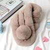 Faux Rabbit Fur Plush Cross Scarf Thicken Double-sided Neck Cover Shawl  Women Girls