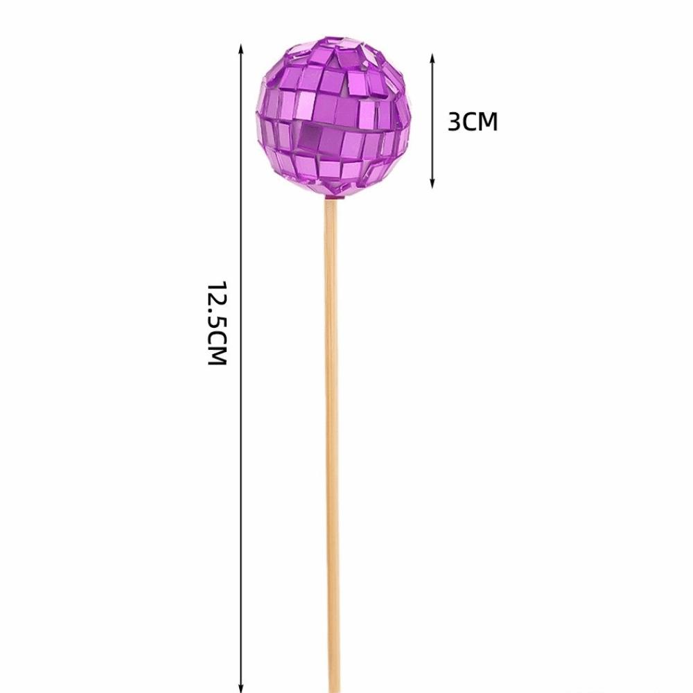Retro Disco Ball Cake Toppers 70s 80s Style With Wooden Stick Cake Decoration Baking 3cm Cake Card Insert Wedding Decor Supplies