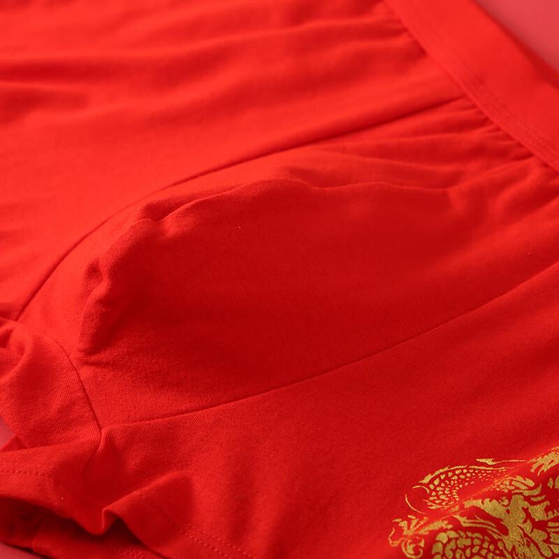 LANGSHA Мужские праздничные красные хлопковые боксеры-брифы, 4 штуки