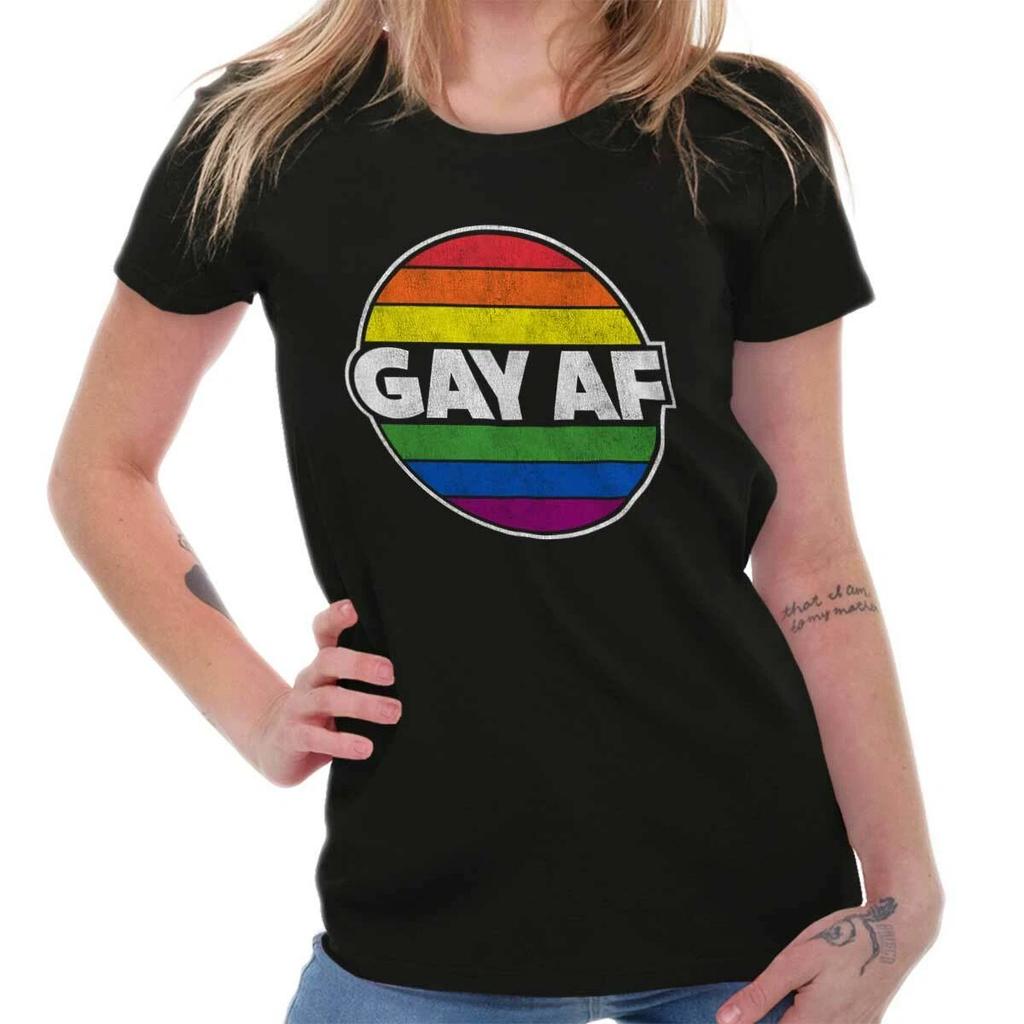 Funny Gay AF LGBT Joke Pride Rainbow Humor Graphic T Shirts for Women T-Shirts