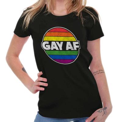 Funny Gay AF LGBT Joke Pride Rainbow Humor Graphic T Shirts for Women T-Shirts