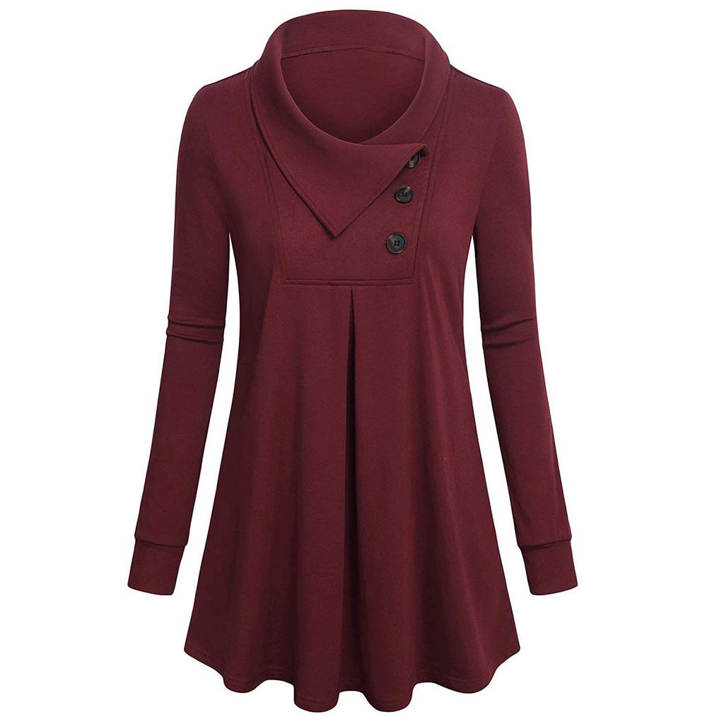 Женская однотонная футболка с длинным рукавом на пуговицах, свободный пуловер