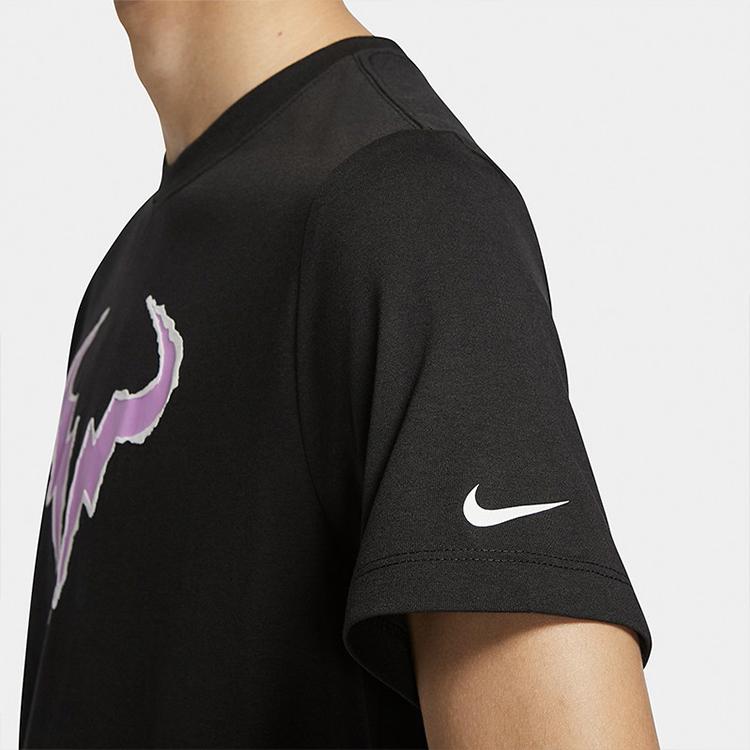 Nike Повседневная спортивная теннисная футболка с круглым вырезом и коротким рукавом для мужчин, черные DA5400-010