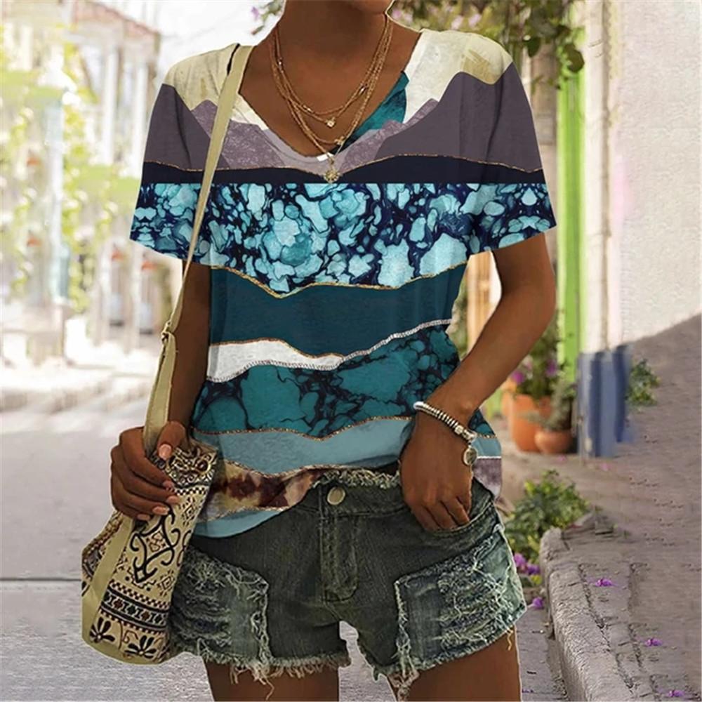 Футболка женская с градиентным пейзажем в крапинку, футболки для подростков, одежда унисекс, винтажная уличная одежда, повседневный стиль, модная уличная одежда