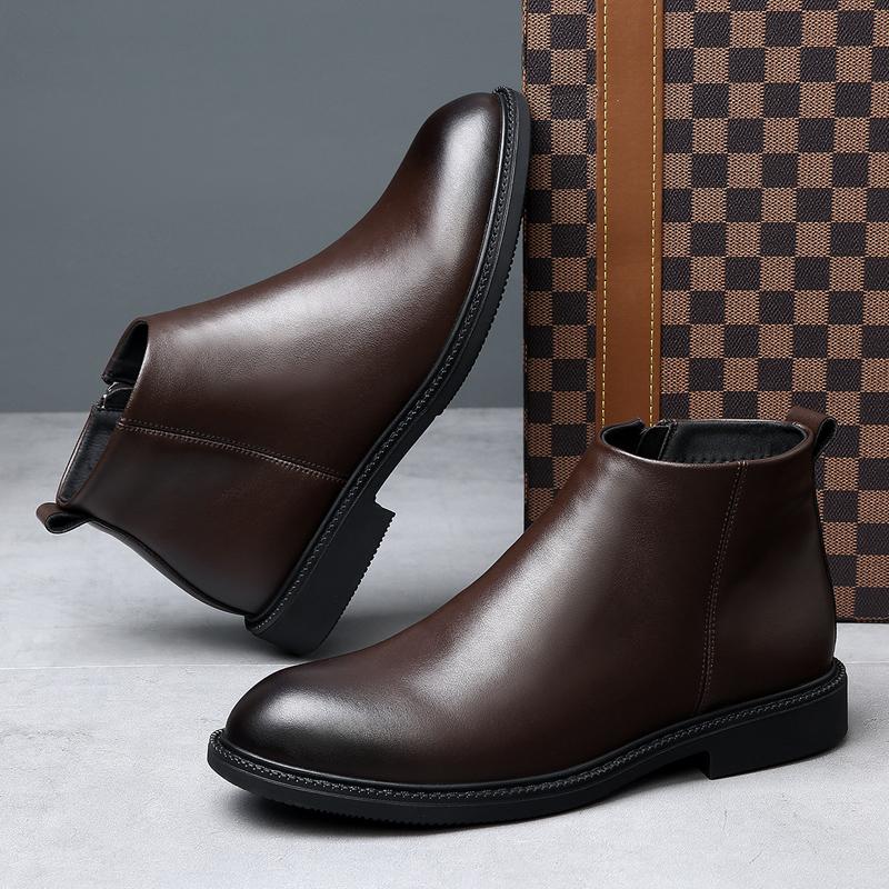 Classic Simple Men's Chelsea Boots British Style High Top Casual Shoes Formal Dress Business Footwear Elegantes Male Ankle Boots