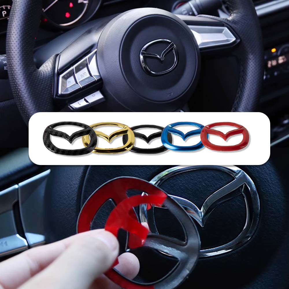 1PCS Car Steering Wheel Front Emblem Badge Logo Sticker For Mazda 2 3 5 6 7 323 626 RX7 RX8 MX5 MX3 Axela Atenza CX-3 CX-4 MPS