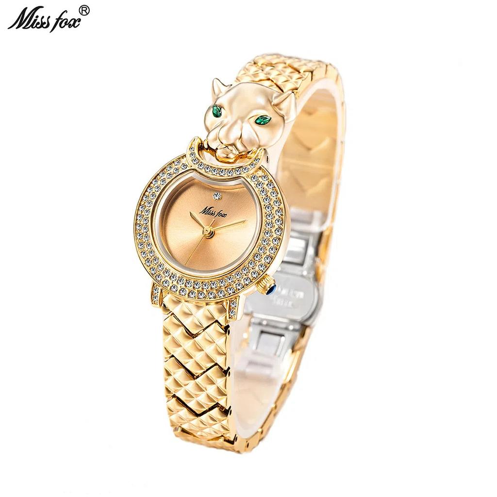 Часы MISSFOX для женщин, роскошные, с бриллиантами, водонепроницаемые, женские, кварцевые, уникальные, с леопардовым принтом, из нержавеющей стали, женские наручные часы