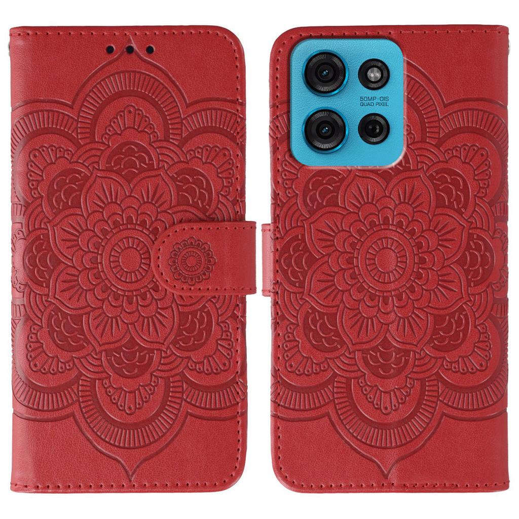 Для Motorola Moto G75 5G Чехол из ПУ кожи с тисненым дизайном мандалы Чехол-кошелек для телефона