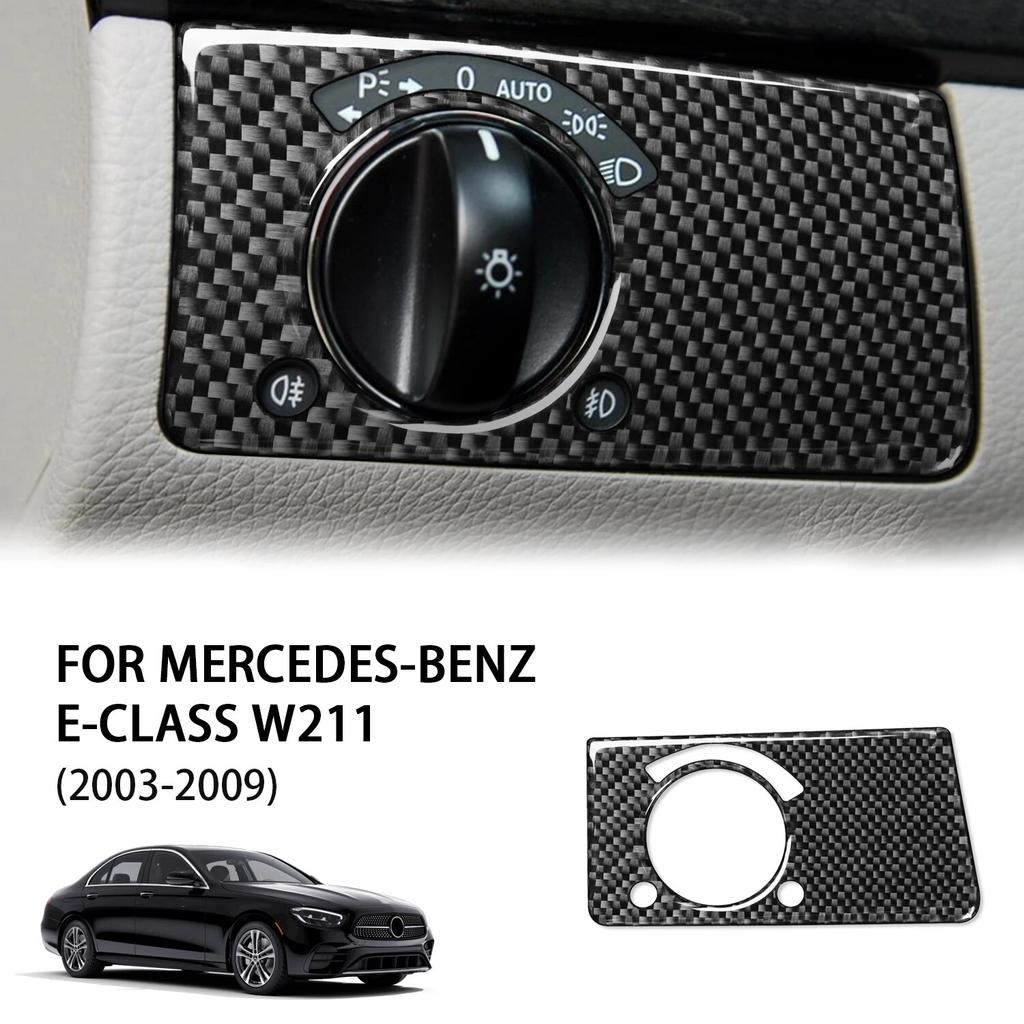 Для Mercedes W211 Benz E-Class 2003-2009 углеродное волокно, кнопка переключения фар автомобиля, наклейка, накладка на рамку, авто аксессуары