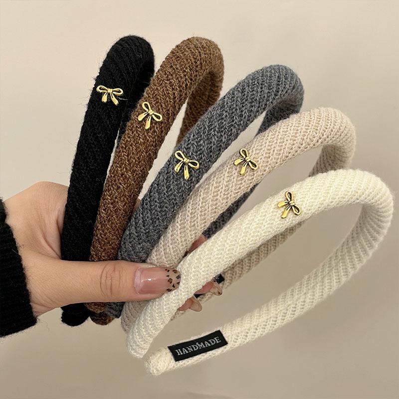 Simple twill fine headband Korean temperament bow headband going out to press hair age-reducing headgear hairpin new model
