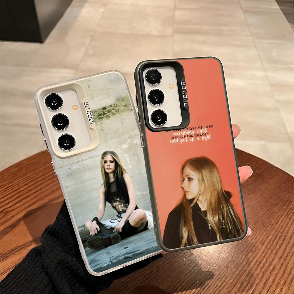 Singer Avril Lavigne Phone Case For Samsung Galaxy S25 S24 S23 S22 S21 S20 Note20 Ultra Plus Fe colored silver Cover