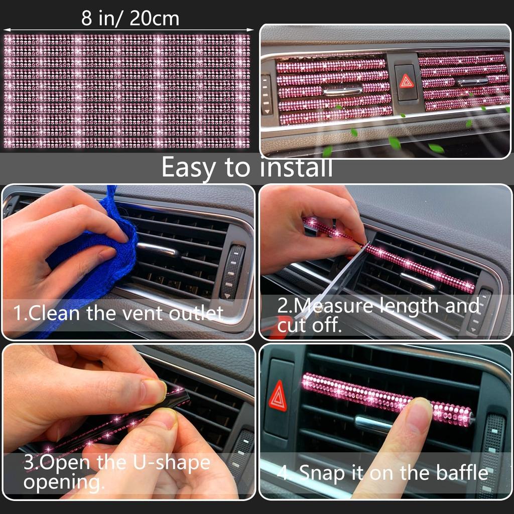 NBTEPEM 27-Piece Bling Car Accessories Set - Universal Fit Steering Wheel Covers, License Plate Frames, Phone Holder, Car Fast Charger, Coasters