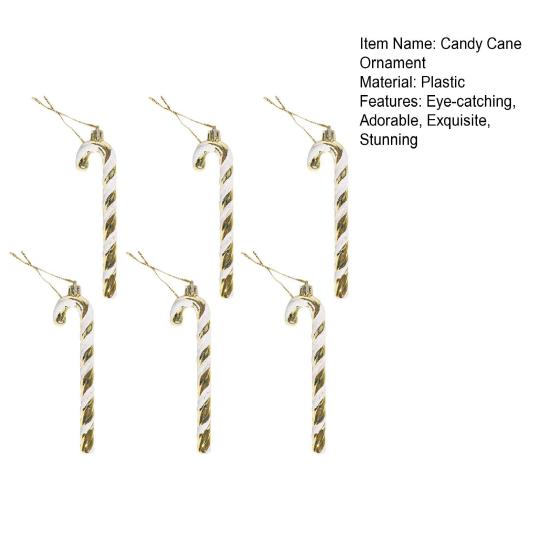6 Pcs Candy Cane Christmas Ornament Plastic Twisted Candy Cane Christmas Tree Hanging Decoration for Xmas Tree Holiday Party Supplies