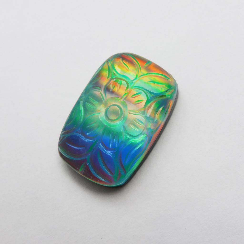Certified Lab Created Doublet Boulder Opal 37.50 Ct Cushion Fabulous Gemstone