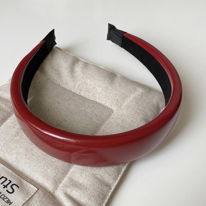 2024 Ретро Красный Кожаный Обруч Для Волос Для Женщин - Дизайн Высокий Череп, Аксессуар Для Умывания Лица, Элегантная Отбеливающая Заколка Для Волос