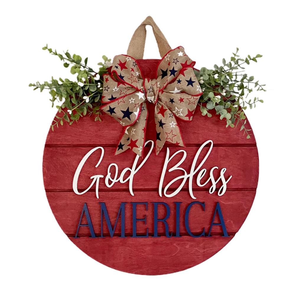 4th of July Wooden Sign Memorial Day Patriotic Sign Independence Day Decoration for Home Wall Front