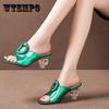 Summer Rhinestone Sandals and Slippers Fashionable Women's Shoes High-heeled Shoe Crystal Thick-heeled Fish Mouth Shoes