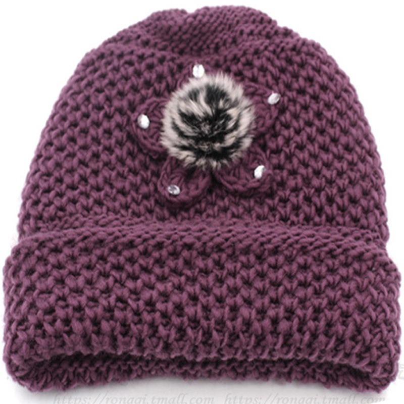 Шапка для пожилой женщины средней толщины, зимняя, вязаная, теплая, шерстяная, плюшевая, для мамы, для пожилого мужчины, от холодного ветра, утолщенная