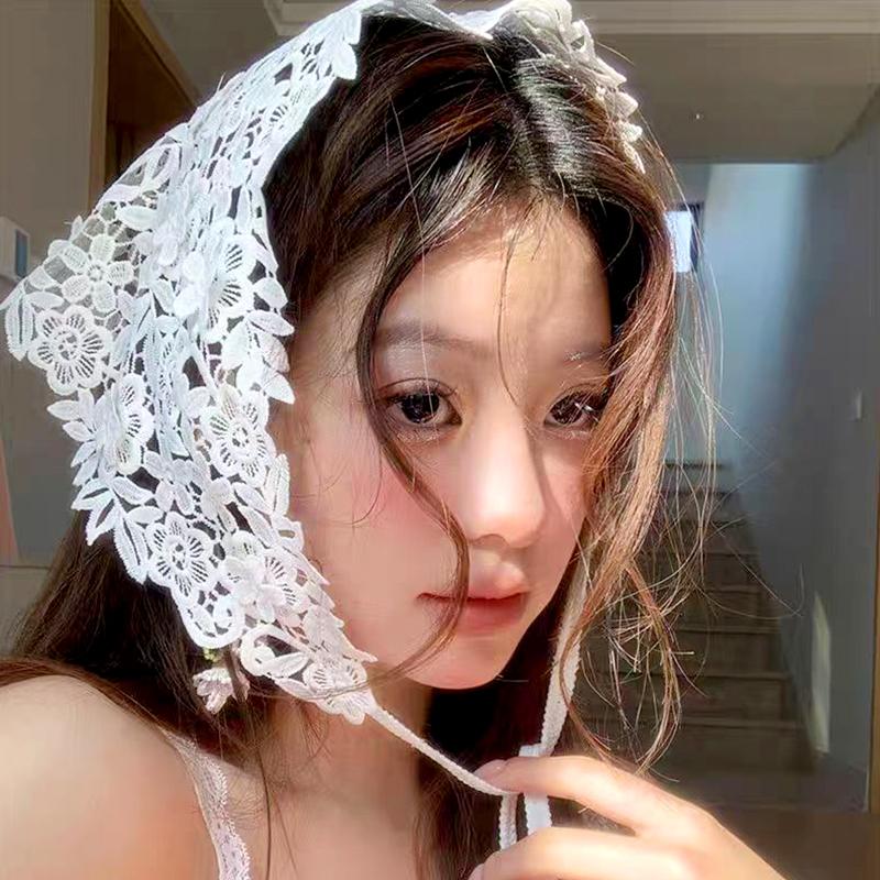 1 шт. треугольный шарф модный женский цветочный ободок бандана летний головной убор полые ленты аксессуары для волос тюрбан