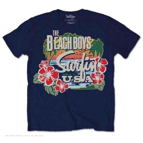 Beach Boys Men's Surfin' USA Tropical Short Sleeve T-Shirt, Navy, XX-Large