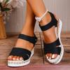 Fashion Casual Adult Sandals New Spring Roman Style Woven Strap Thick Heel Oversized Fashion Women's Shoes