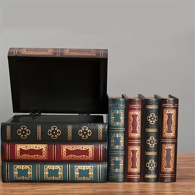 Винтажный Стиль Антикварная Коробка для Хранения Книг Деревянная Штабелируемая Декоративная Офисная Коробка для Хранения Винтажный Декоративный Реквизит Книга Праздничный Подарок