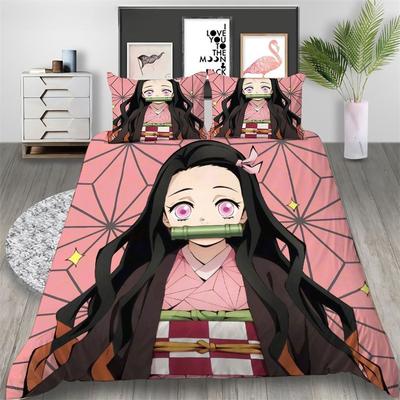 Японский аниме 3D печатный комплект постельного белья Kawaii Demon Slayer пододеяльники одеяла комплекты постельного белья постельное белье домашний текстиль