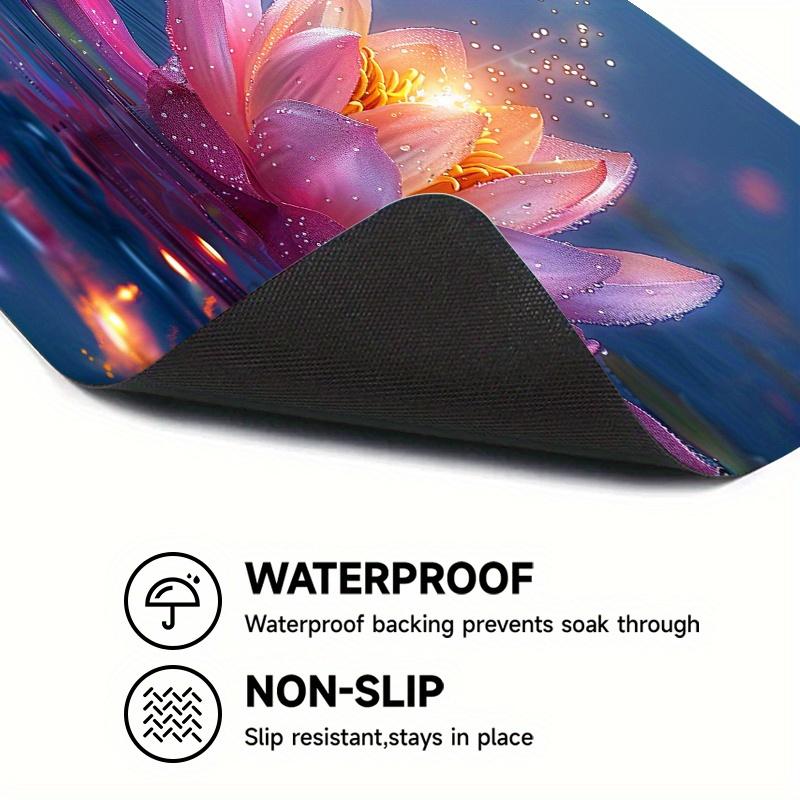 1Pcs Rubber Drying Mat WithPink Lotus Flower For Coffee Shop Restaurant Kitchen Carpet Tableware Durable Diatom Mud Table Mat Pet Mat Coffeeware