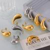 Design Sense Chubby Water Drop Earrings Women'S Titanium Steel Light Luxury Fashion Versatile Temperament Glossy Earrings