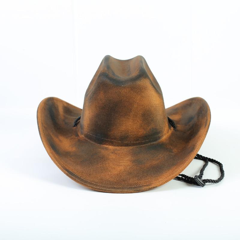 Vintage Distressed Western Cowboy Hat For Men Women Suede Fabric