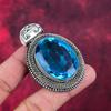 Blue Topaz Pendant, 925 Solid Sterling Silver Gemstone Jewelry, Handmade Pendant, For Thanksgiving
