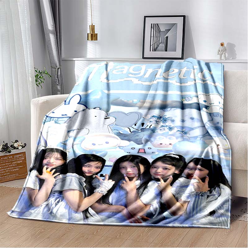 3D Printed Flannel Blanket I-ILLIT Combo K-POP Home Sofa Bed Blanket | Birthday Gift, Customizable